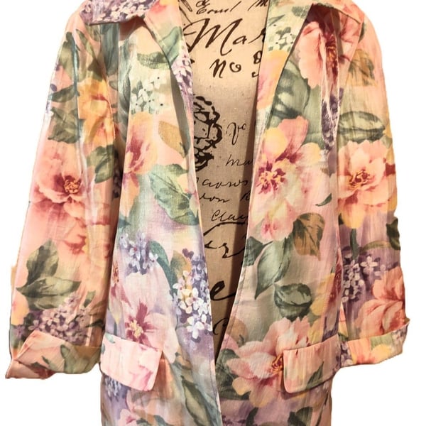 Vintage Alfred Dunner Shimmering Botanical & Floral Blazer in Size 18 Fits XL EC