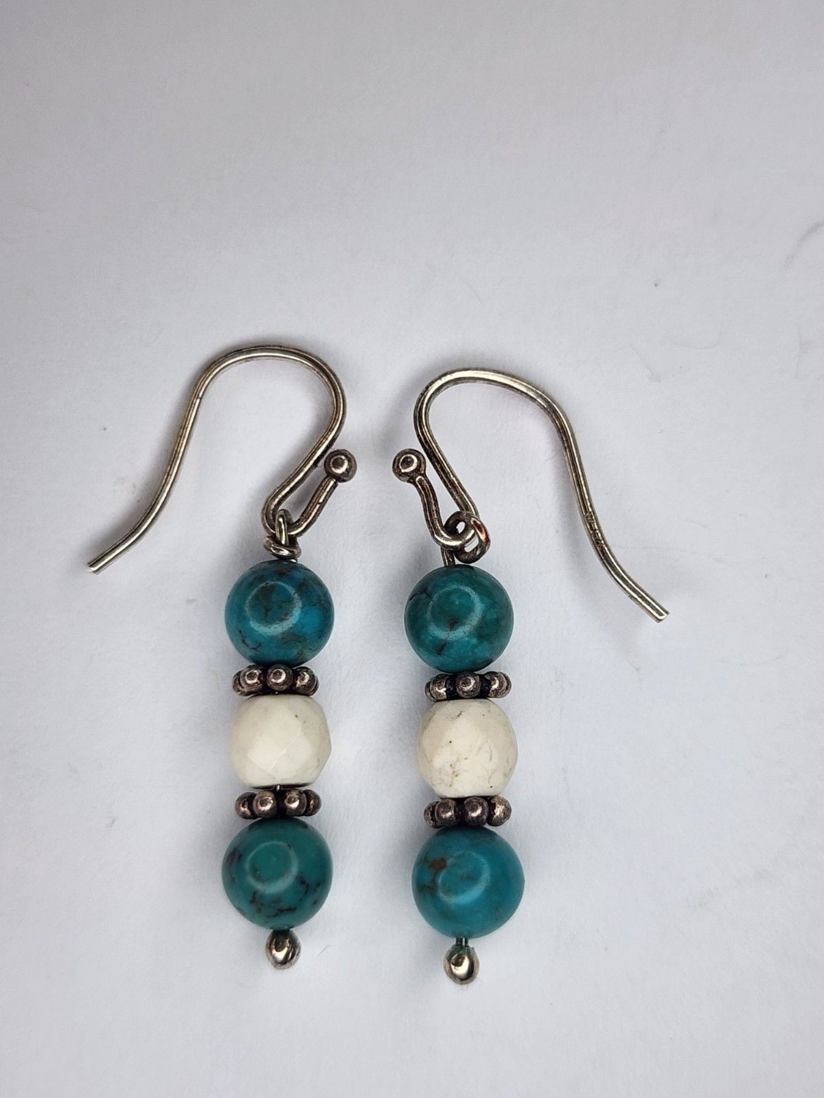 Sterling Silver Buffalo Turquoise , Turquoise Dangle Drop Earrings 3