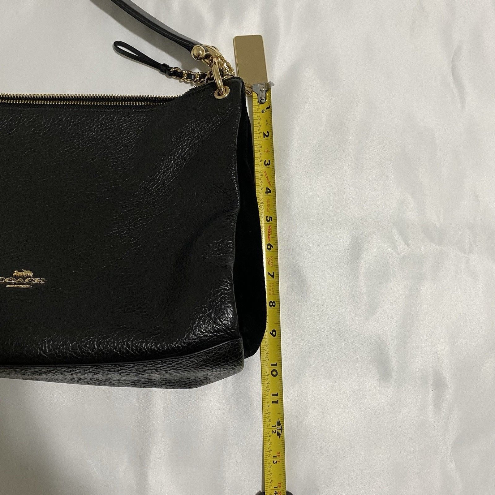 Coach Designer Mia Black Textured Leather Suede Shoulder Bag Purse 8