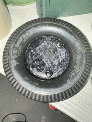 Vintage Firestone Transport 100 tubeless Rubber Tire with Glass Embossed Ashtray 1