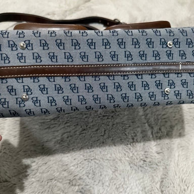 Authentic Dooney & Bourke Signature Handbag with Leather Trim Double Pocket Satchel 3