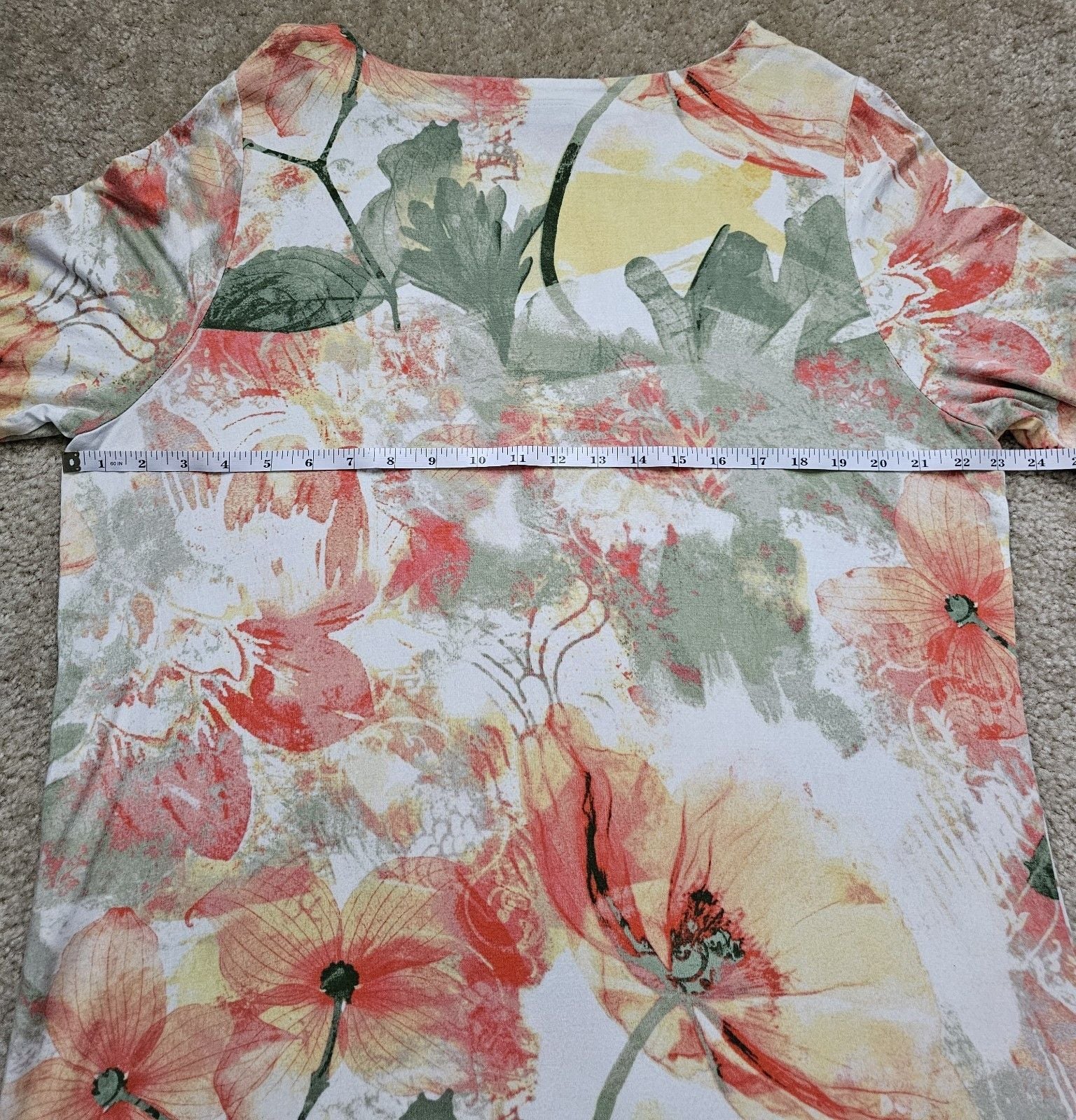 Chico's Women's Size 3 XL Floral Watercolor Tunic Top 3/4 Sleeve Multicolor 10
