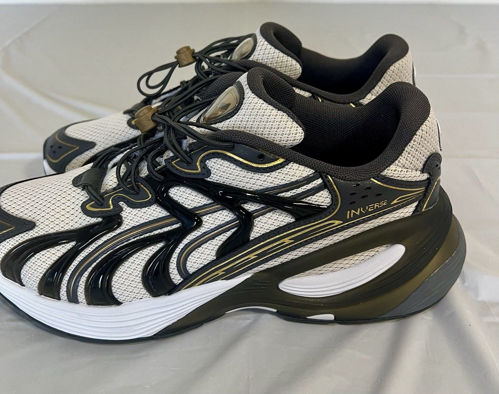 PUMA Inverse Men’s Low Top Lace-Up Athletic Sneakers White/Black/Gold 404240-03 3