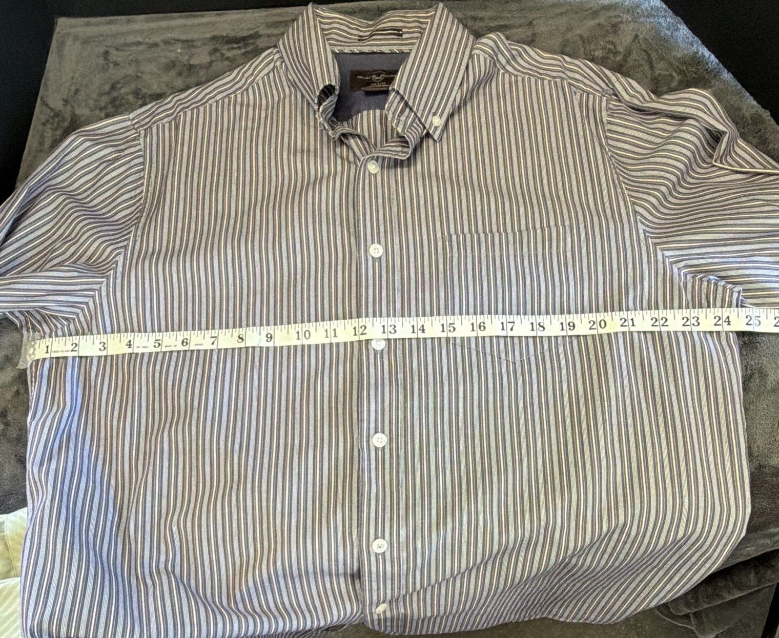 Black Brown 1826 Men's XL Regular Fit Striped Cotton Button-Down Shirt 8