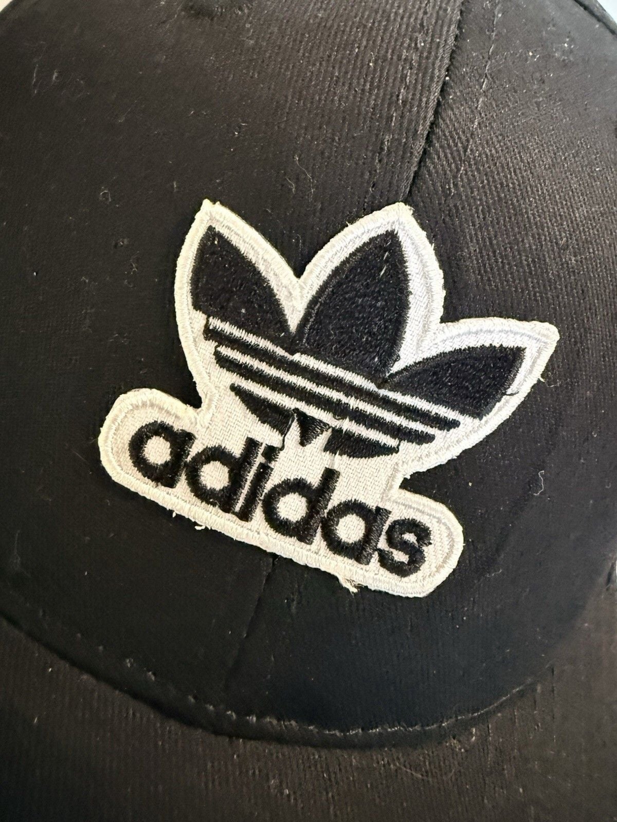 Black Baseball Hat OSFA w/Adidas Iron On Patch Snapback Cap Great Condition! 4