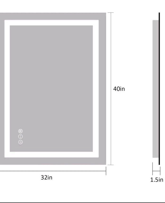 LED Bathroom Mirror 40x32 Front & Backlit Anti-Fog Dimmable 3 Color Tempered 6