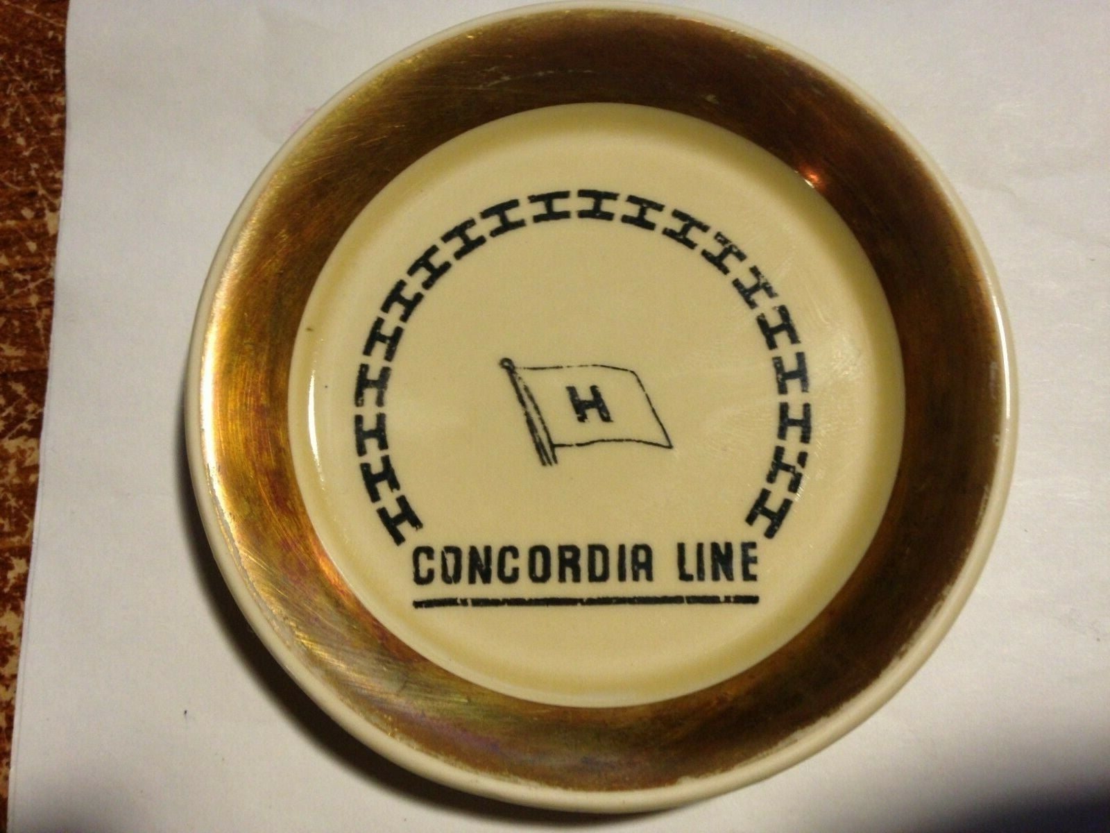 CONCORDIA LINE Old Cruise Ship Porcelain Coaster Stavangerflint Norway H Flag 1