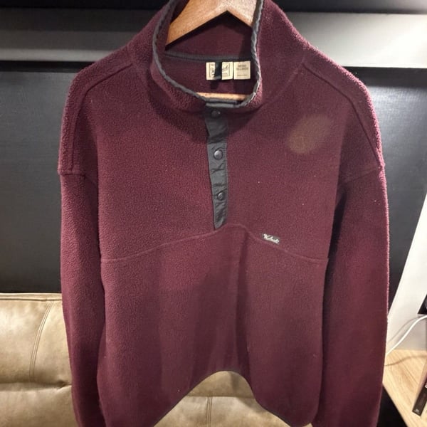 Vintage Woolrich Men's Snap-T Fleece Pullover Jacket Burgundy Maroon Size 2XL