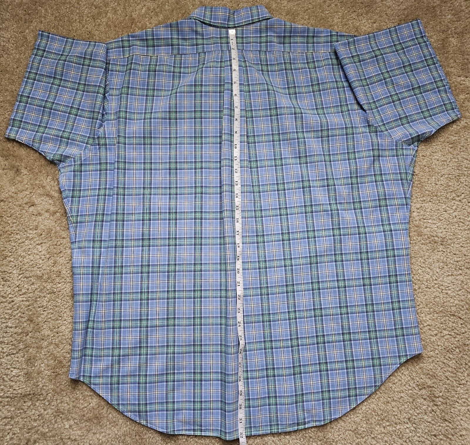 Ralph Lauren Classic Fit Mens XXL Plaid Short Sleeve Button Down Blue Green 11