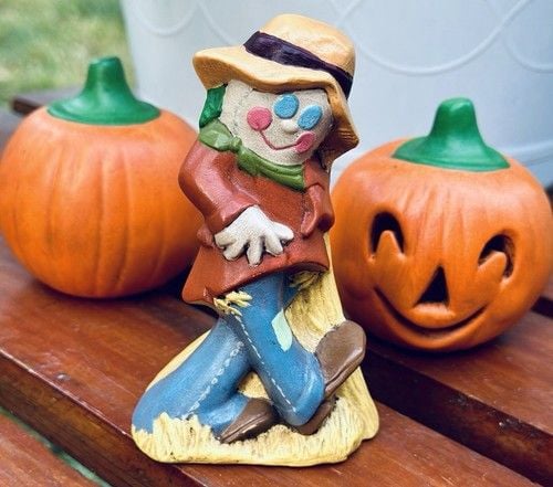 Vintage Halloween Kitschy Hand Painted Ceramic Figurines Spooky Season Set Of 4 16