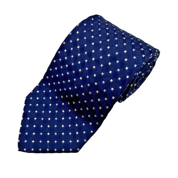 Nautica Navy Blue Diamond Square Geometric Lattice 100% Silk Tie