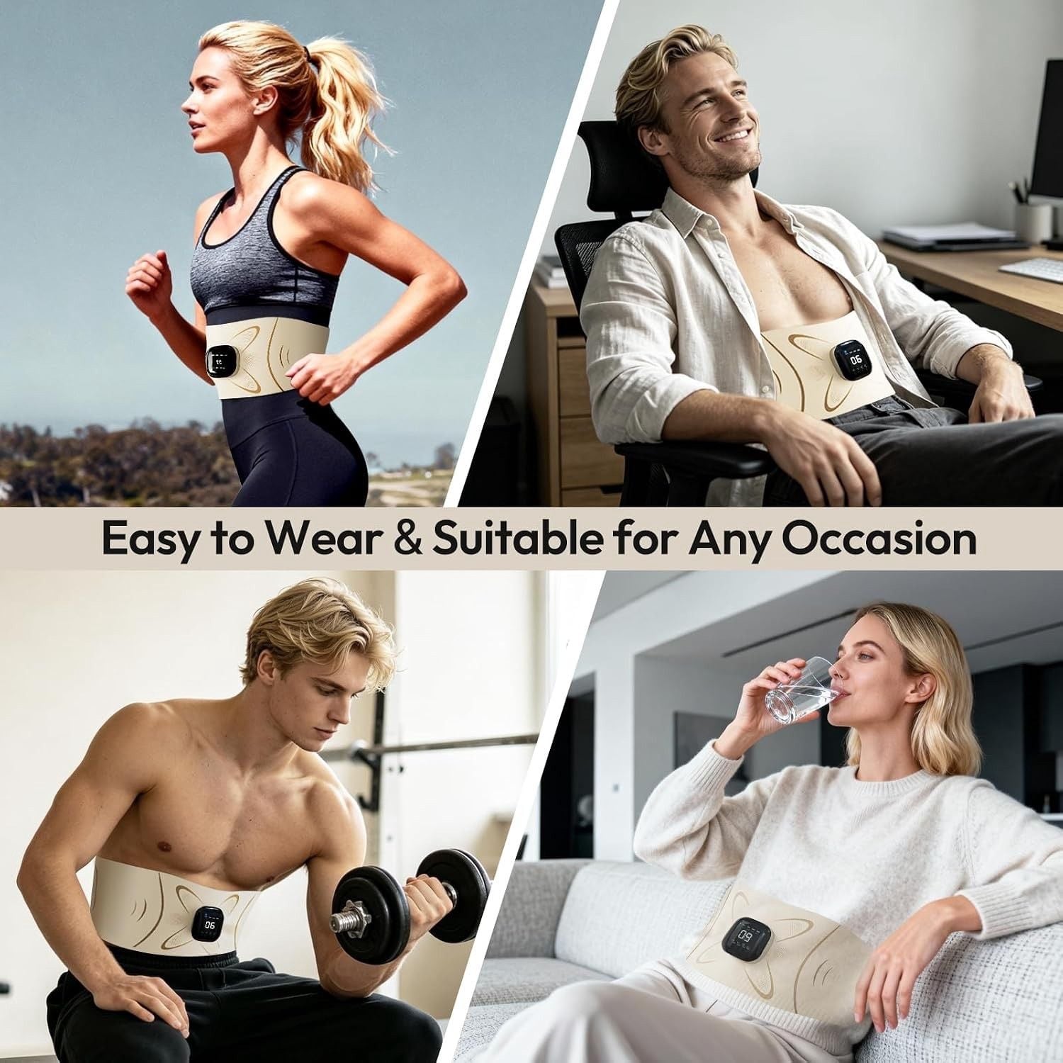 Ab Stimulator Muscle Toner - Heating & Massage Functions, Fat Burning & Abdomina 8