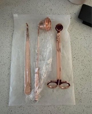 3-in-1 Candle Care Kit: Wick Trimmer, Snuffer & Dipper Set - Rose Gold 1