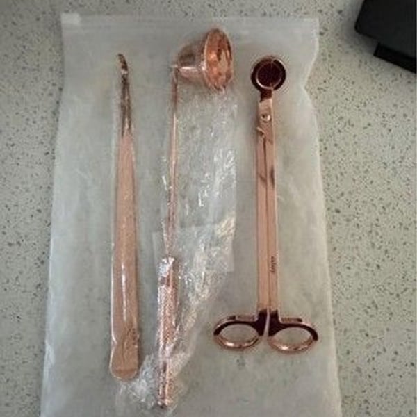 3-in-1 Candle Care Kit: Wick Trimmer, Snuffer & Dipper Set - Rose Gold