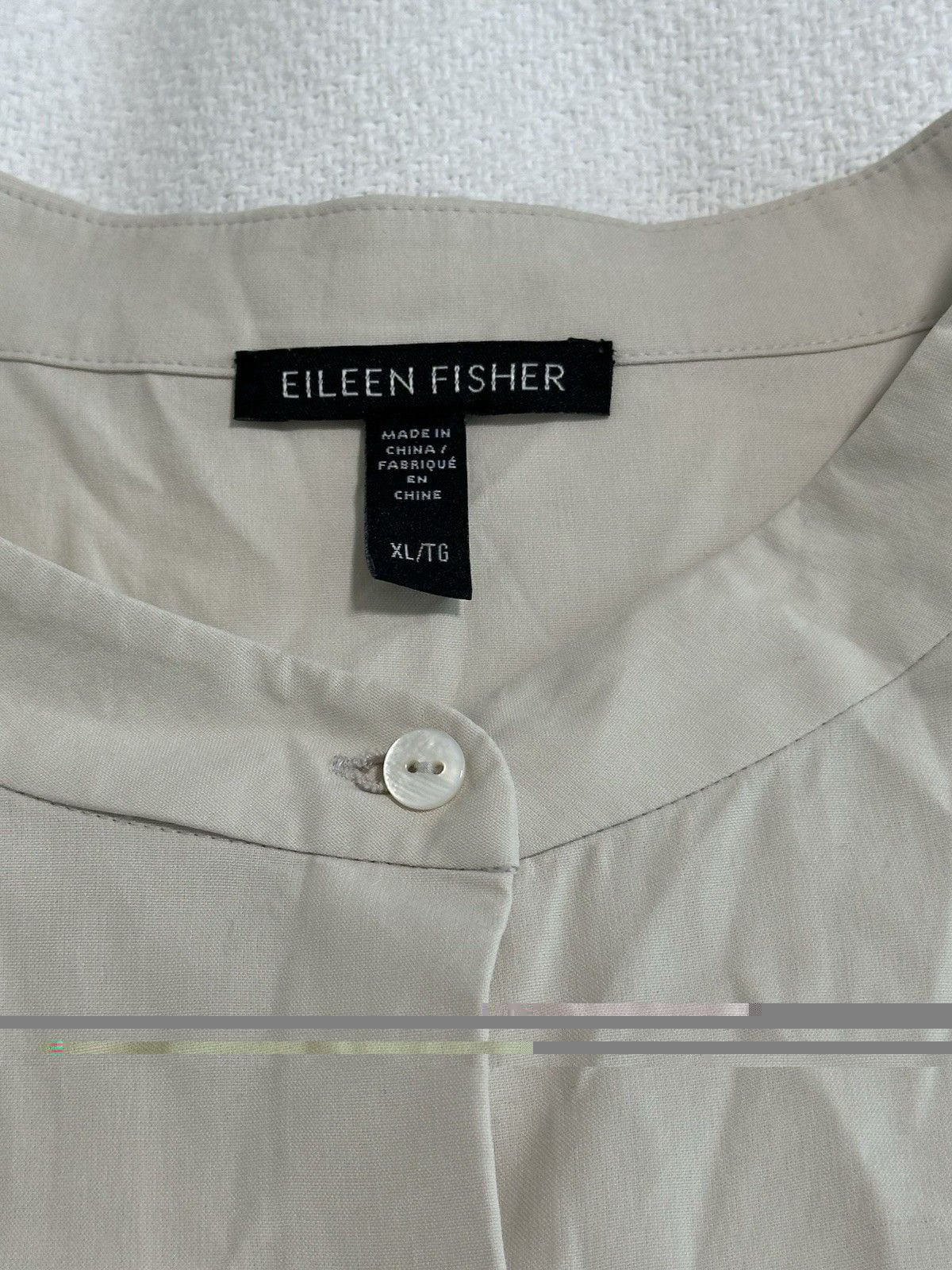 EILEEN FISHER Beige cream Mandarin Collar Button Front silk tunic Blouse - XL 3