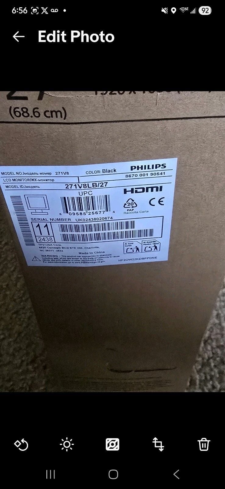 Philips V-Line 271V8LB/39 27" Full HD Monitor Hdmi Built In Speakers 5