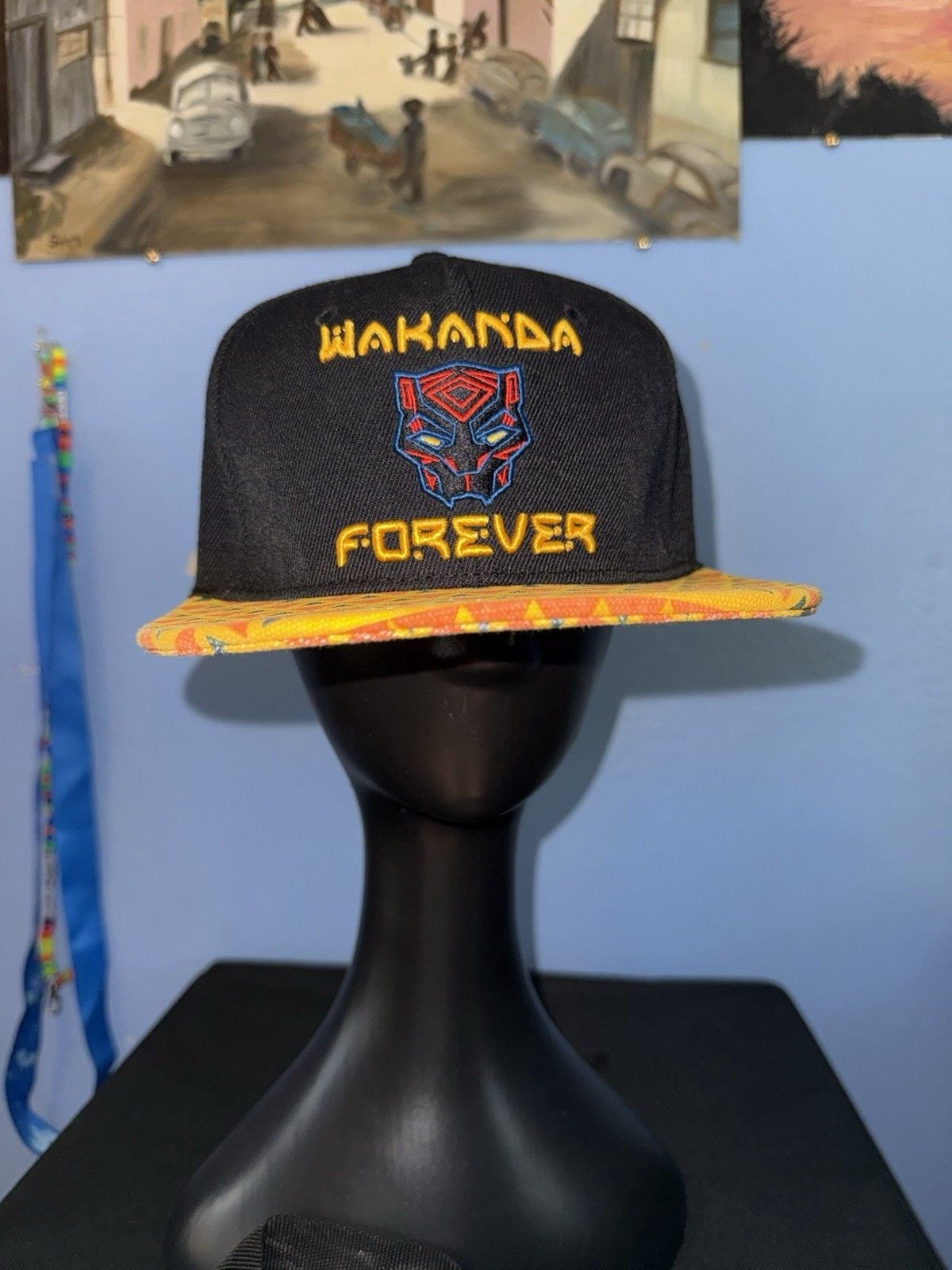 Marvel Black Panther Adult Hat Cap Black Yellow Wakanda Forever Tribal Snapback 11