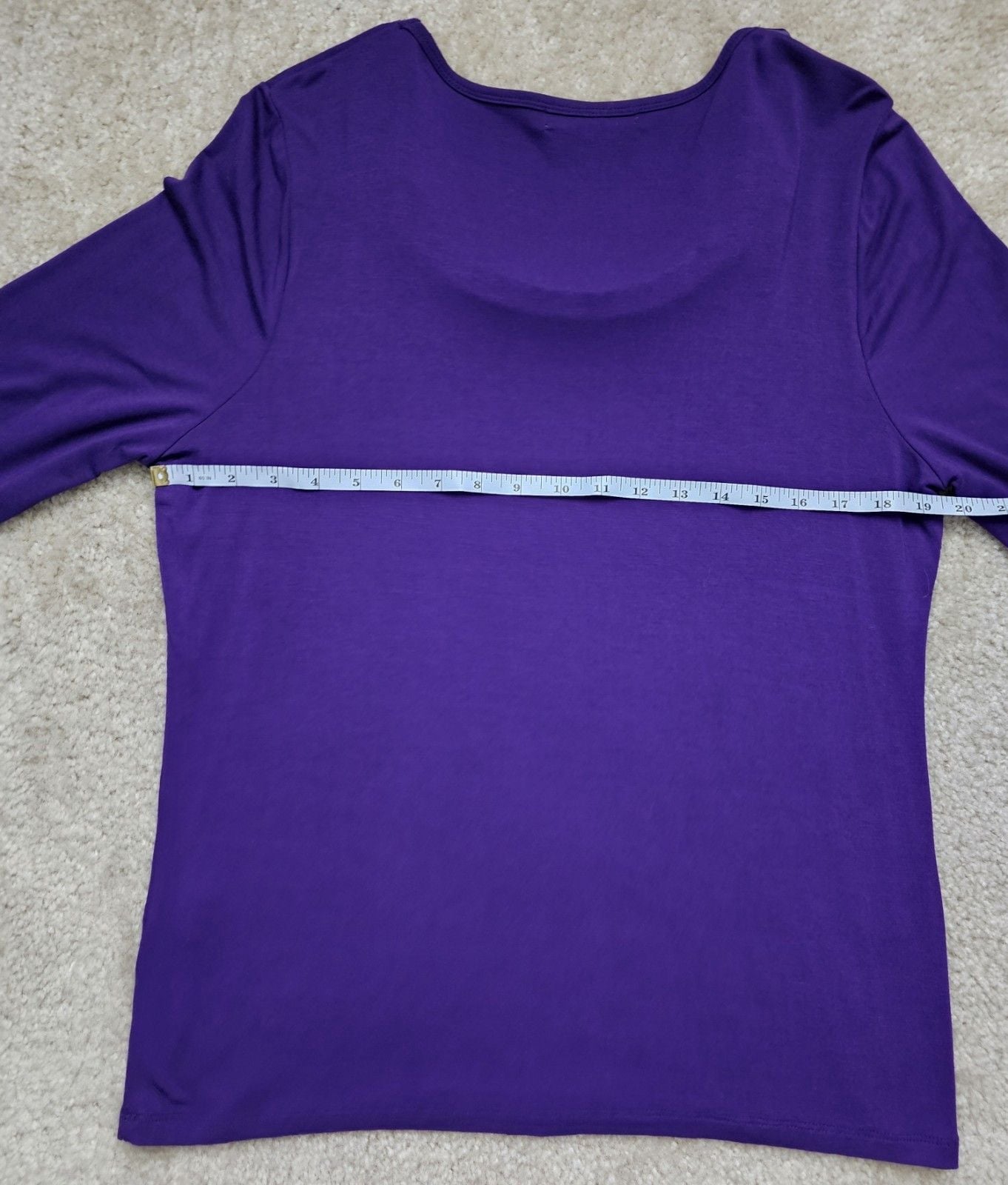 August Silk Women's XL Purple 3/4 Sleeve Top Satin Ruffle Rosette Trim Scoop Nec 10