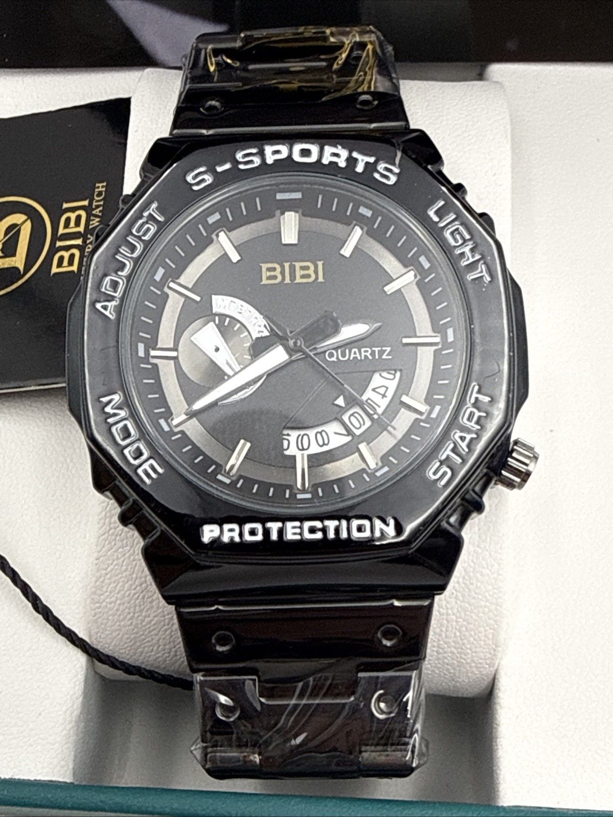 🔥 BIBI MEN’S WATCH B0024 BLACK CASE & BRACELET BLACK DIAL QUARTZ DATE NIB 🔥 3