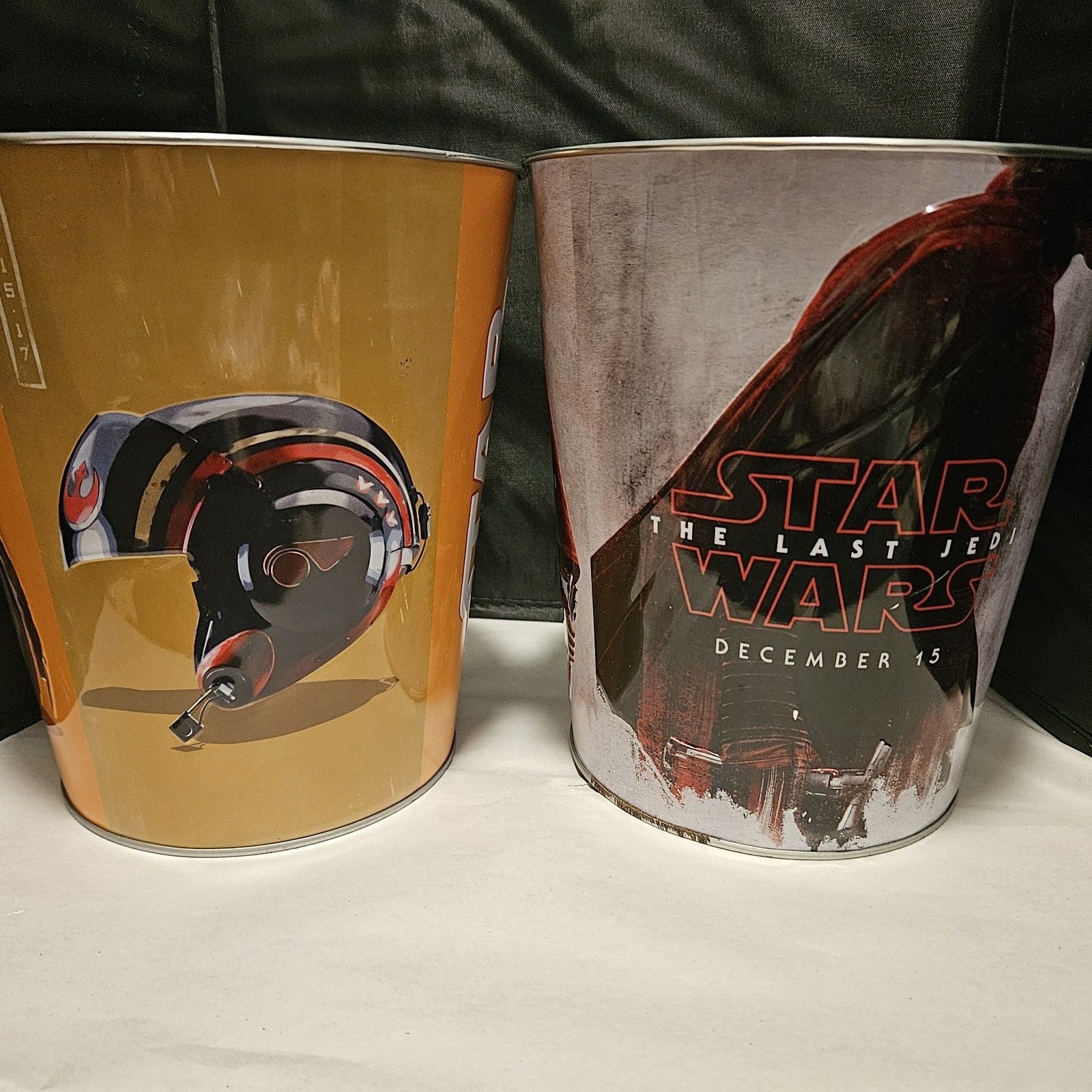 Star Wars The Last Jedi AMC Popcorn Bucket Tin Lot of 2 Opening Day 2017 #1 #2 3