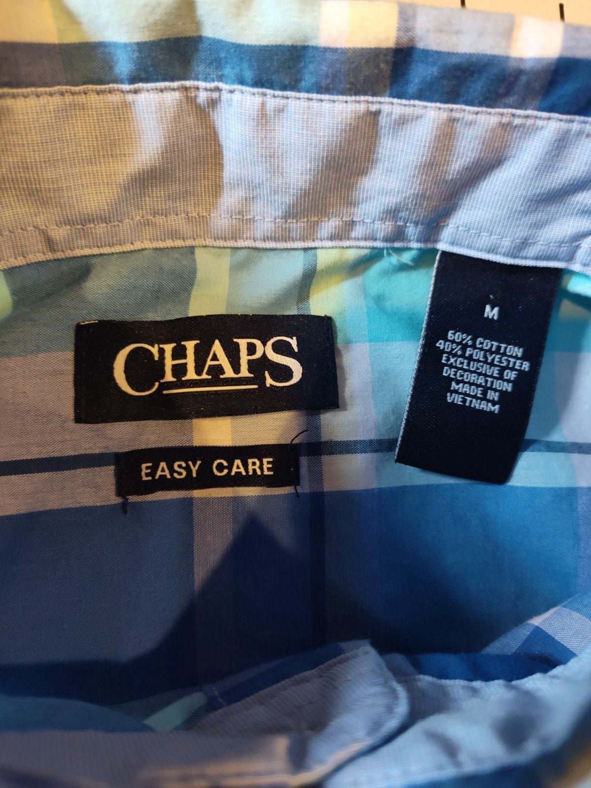 Chaps Men's Short Sleeve Easy Care Blue Button Down Shirt Size Medium 5