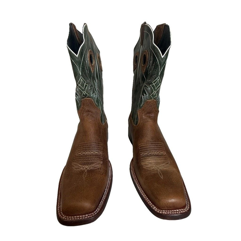 J.B. Dillon Reserve JBR1112 Brown Green Square Toe Western Boots Men's Size 13D 2
