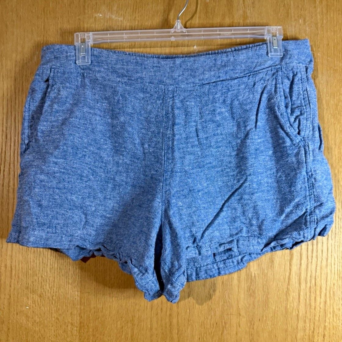 Gap Blue Linen Chino Shorts Pockets Relaxed Fit Solid Flat Front Size XL 1
