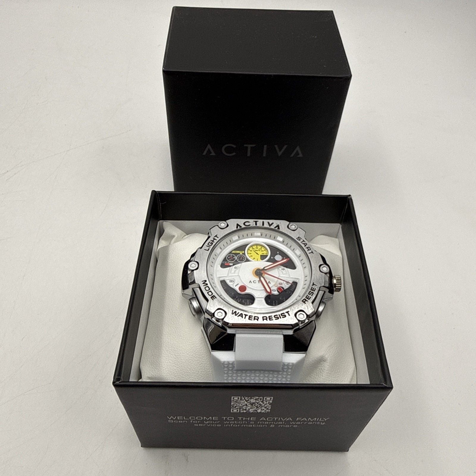 Activa X Invicta Men’s 55mm Analog Digital White Strap Watch ACW8092-004 NIB 15