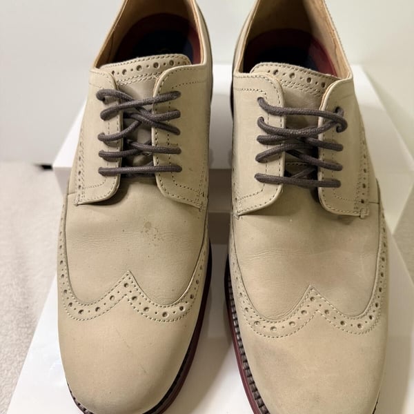 Cole Haan Grand.Os Tan Nubuck Men’s Wingtip Oxford Dress Shoes