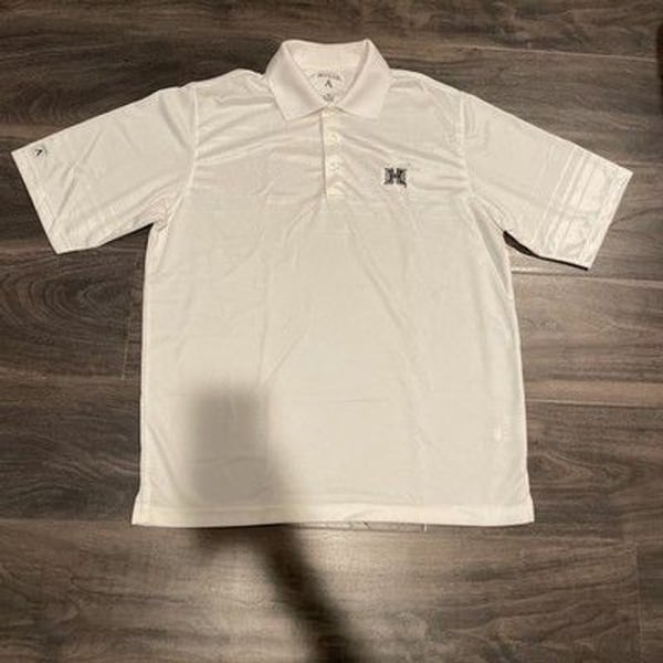 Antigua Hawaii Rainbow Warriors Polo Shirt Mens Medium M White Golf Performance