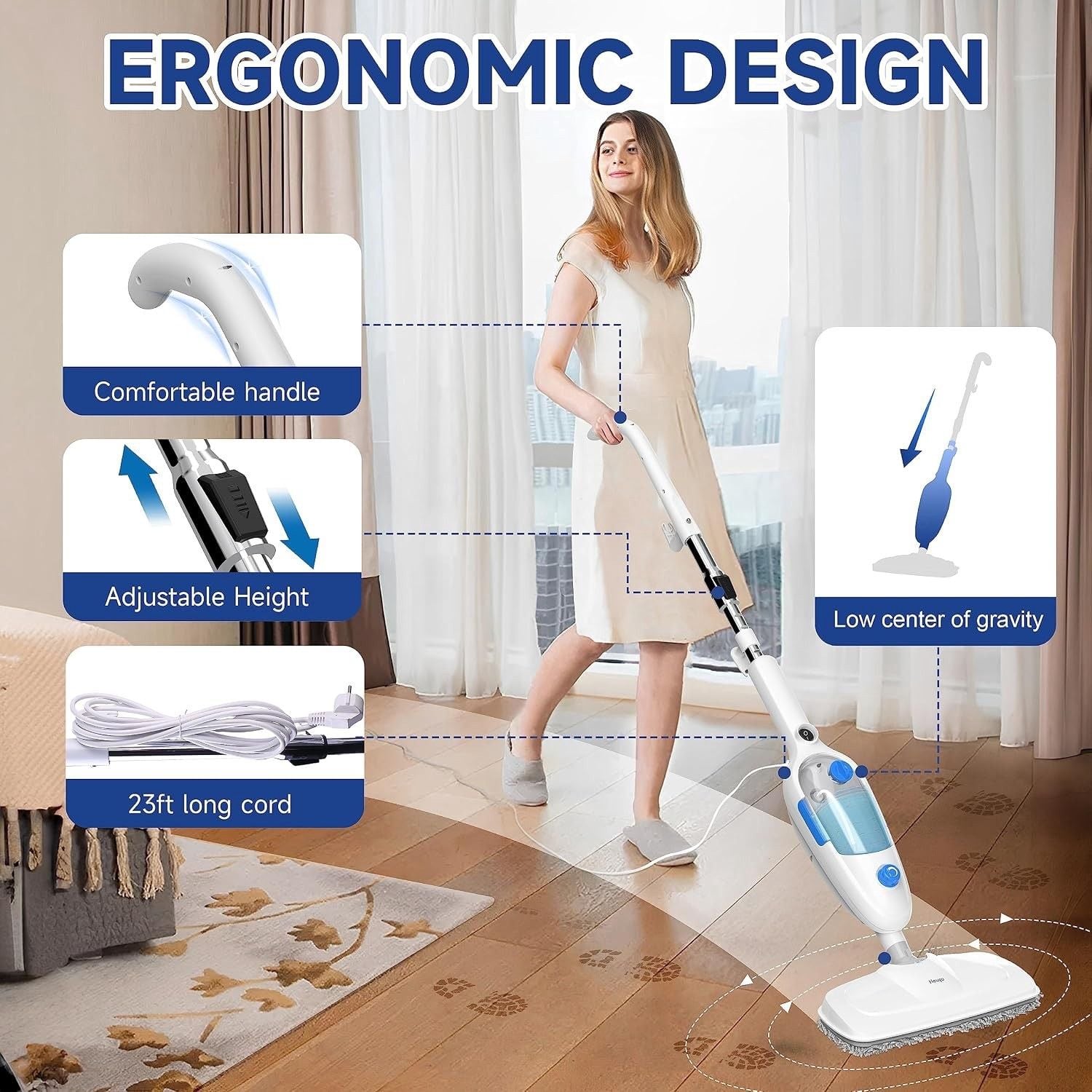Steam Mop for Floor Cleaning, 10in1 Multi Purpose Handheld Steamer Cleaner 7