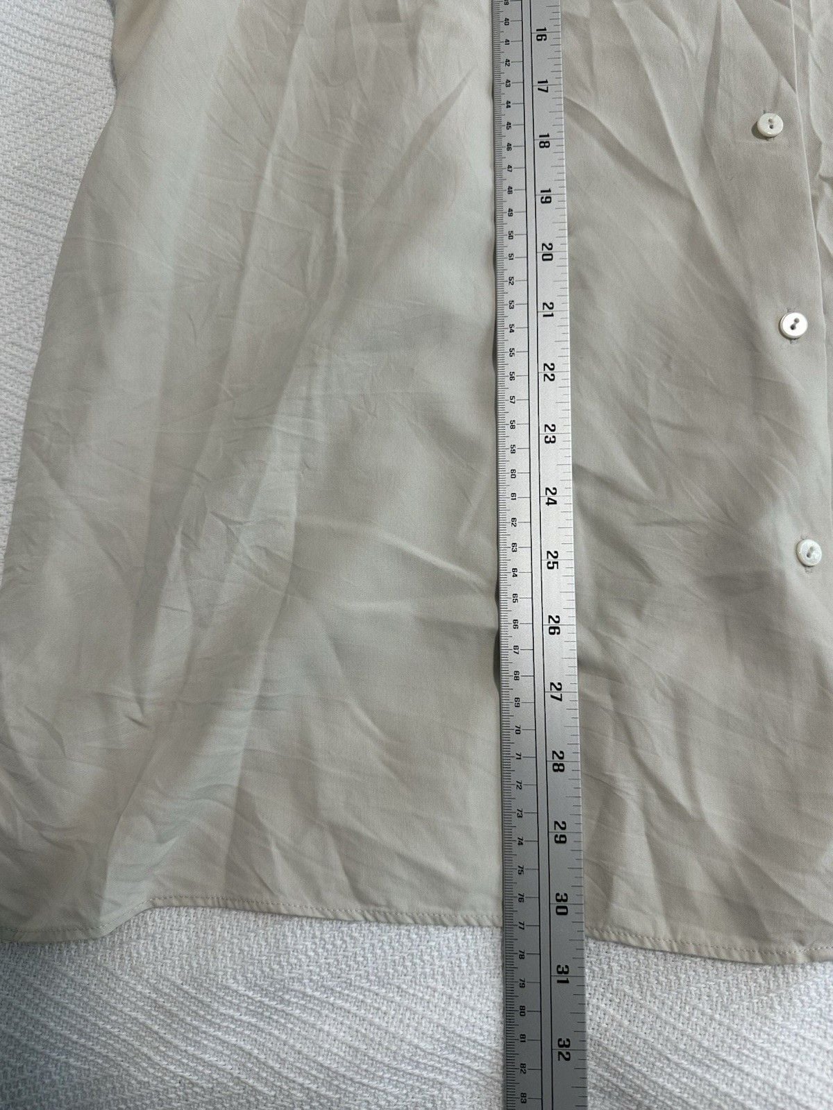 EILEEN FISHER Beige cream Mandarin Collar Button Front silk tunic Blouse - XL 8