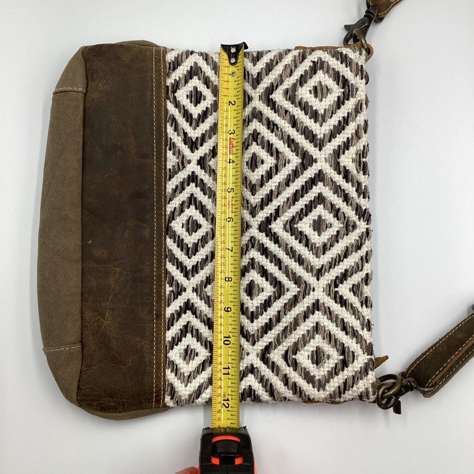 Myra Bag Genuine Leather Canvas Diamond Crossbody Shoulder Bag Boho 13