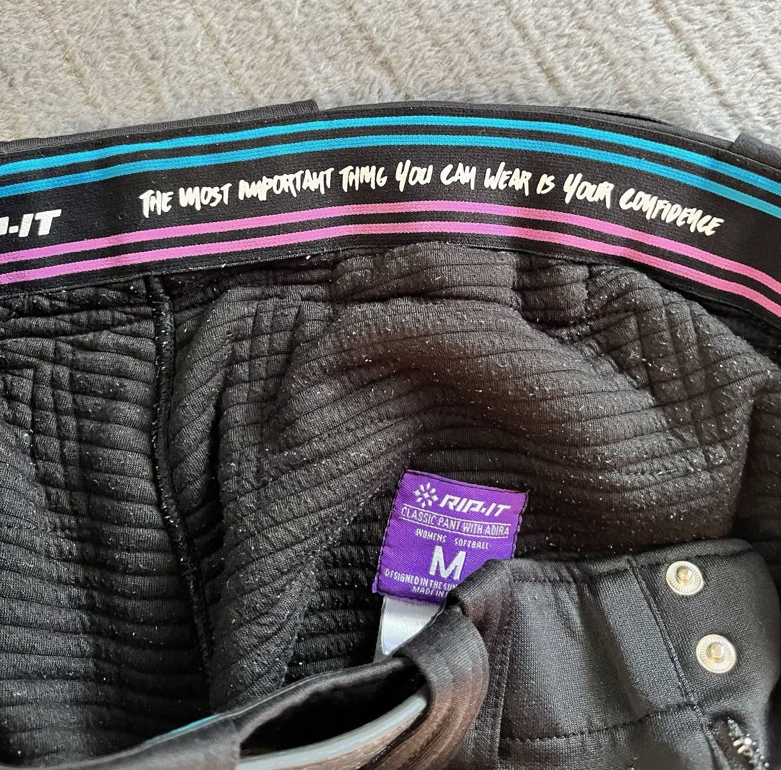 RIP-IT Classic Pant with Adira Size M Black Womens Softball Pants W/Belt 4
