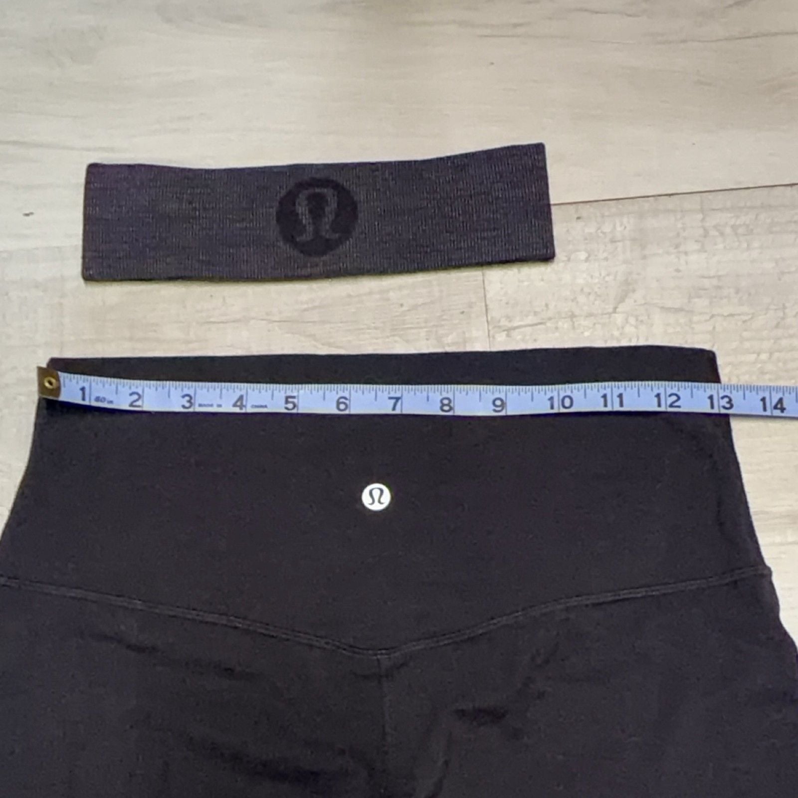 lululemon 2-Piece Set Women Black Leggings & Headband Yoga Gym Stretch Athletic 6
