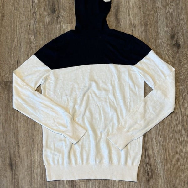 Ann Taylor Factory Women's Black White Color block Turtleneck Pullover Small