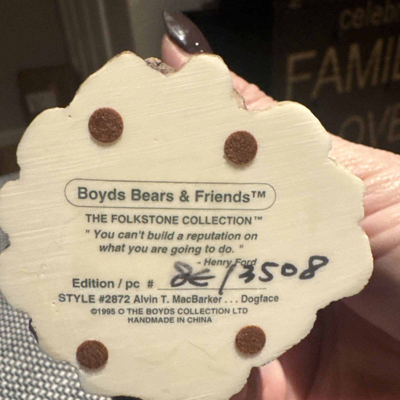 Boyd Bears & Friends Alvin T MacBarker Dog Face 2