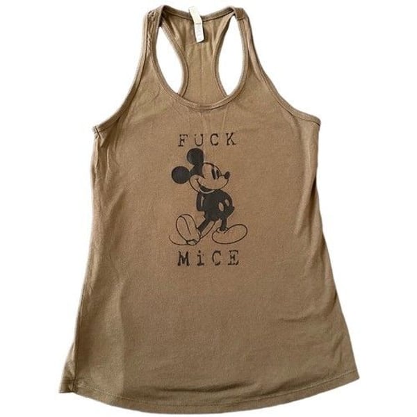 “F*ck Mice” Racerback Tank Edgy Rebellious Cartoon Anti-Disney Statement Top Med