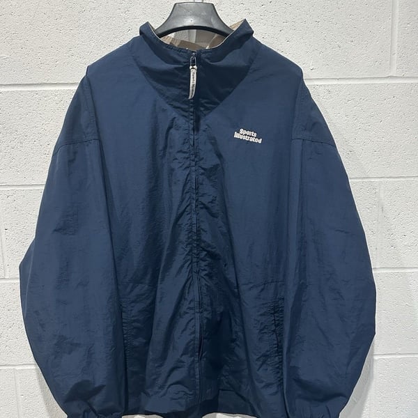 Sports Illustrated Men’s Vintage Jacket Navy tan original sz X large Embroidered