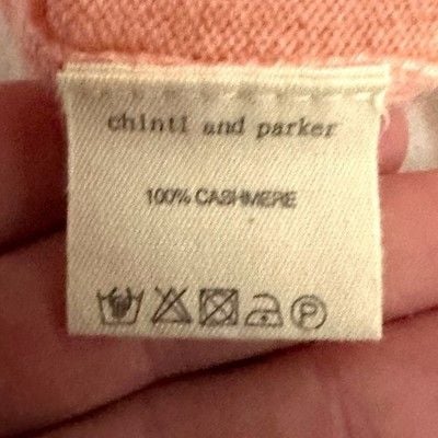 Chinti & Parker 100% Cashmere Colorblock Sweater Red Black Pink Cream Size S 8