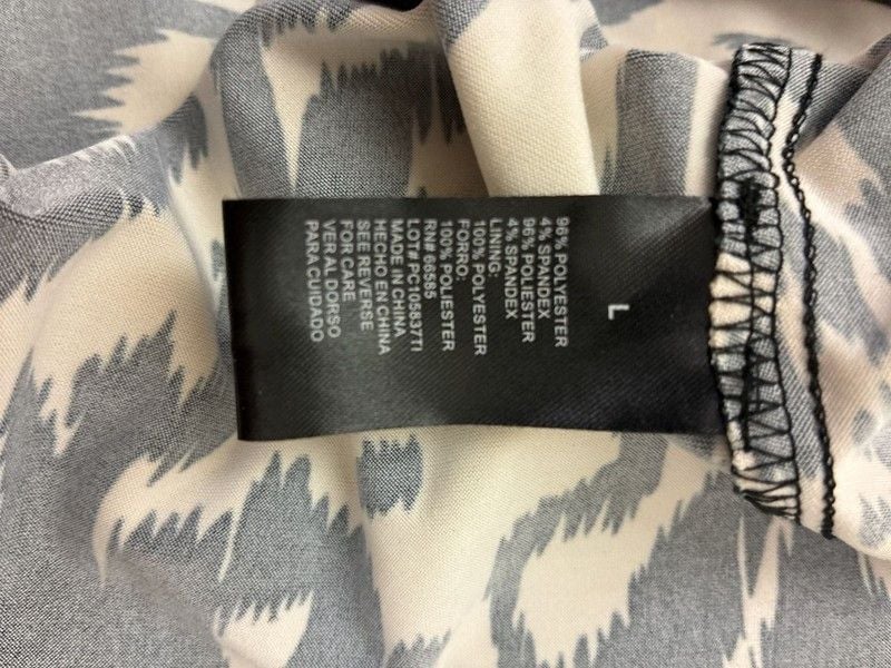 Perceptions New York Black and Beige Ikat Print Ruched Waist Maxi Dress Size L 5