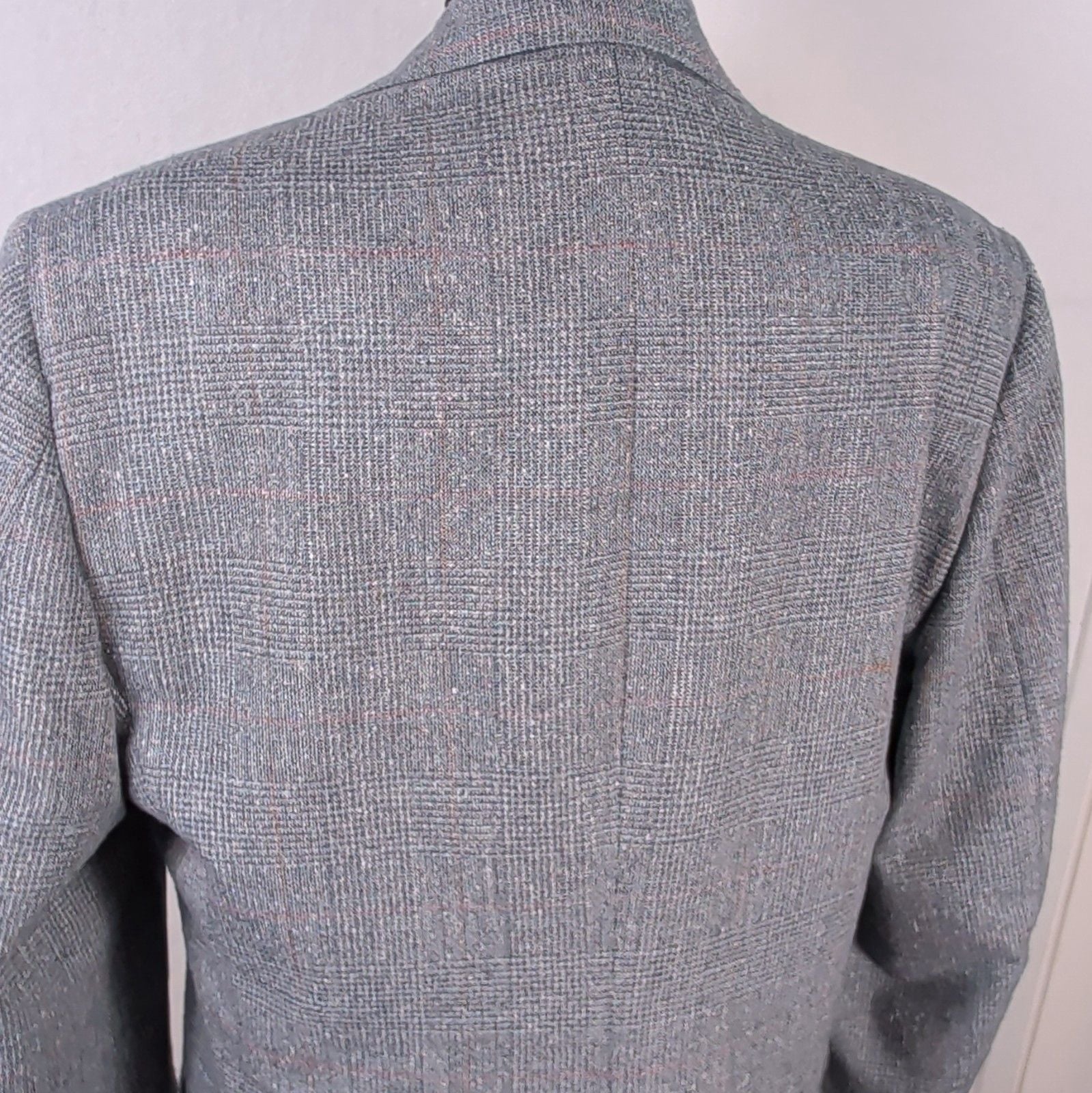 Vintage 40R Sport Coat Made in USA Plaid Blazer Grey Blue Addis Deys Syracuse 8