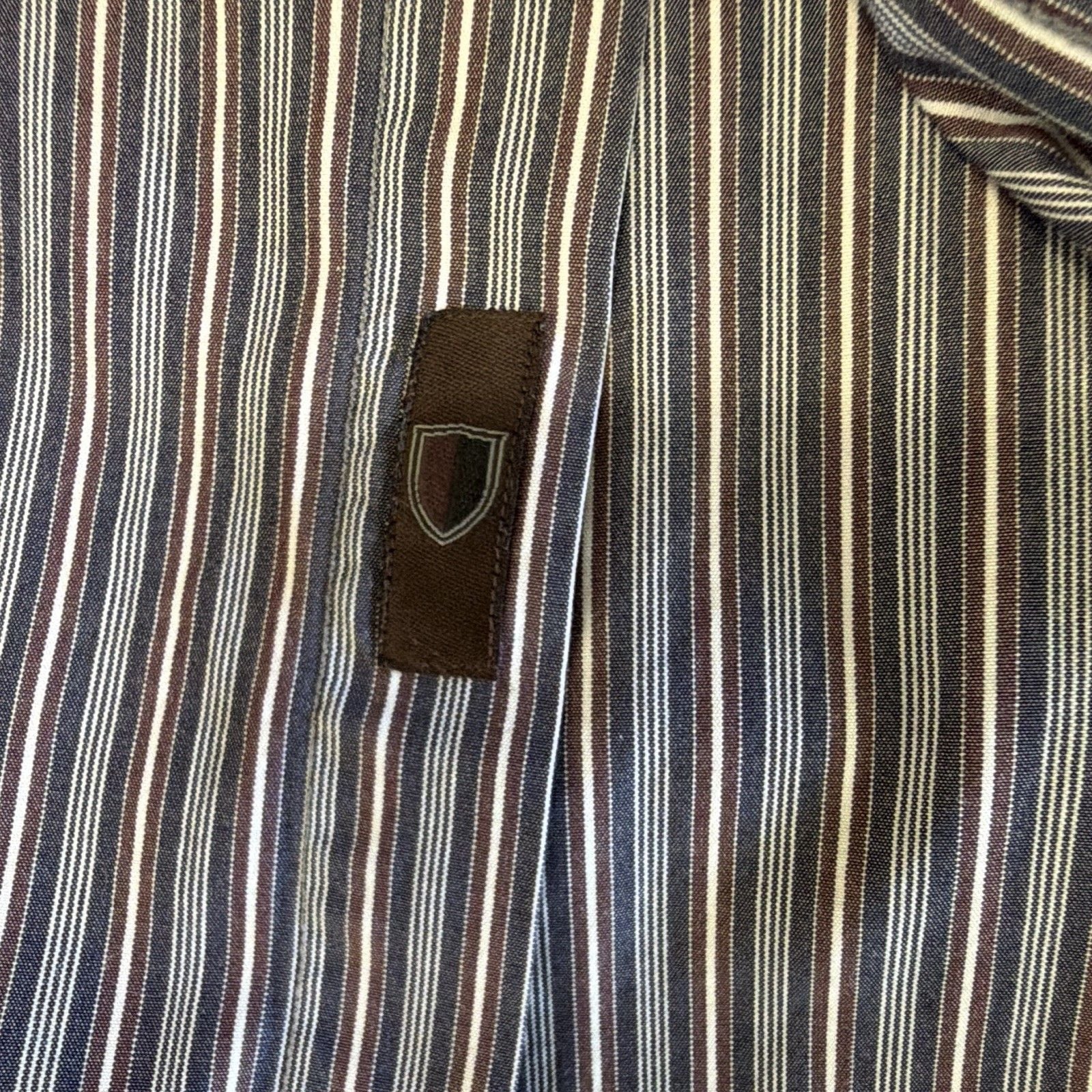 Black Brown 1826 Men's XL Regular Fit Striped Cotton Button-Down Shirt 6