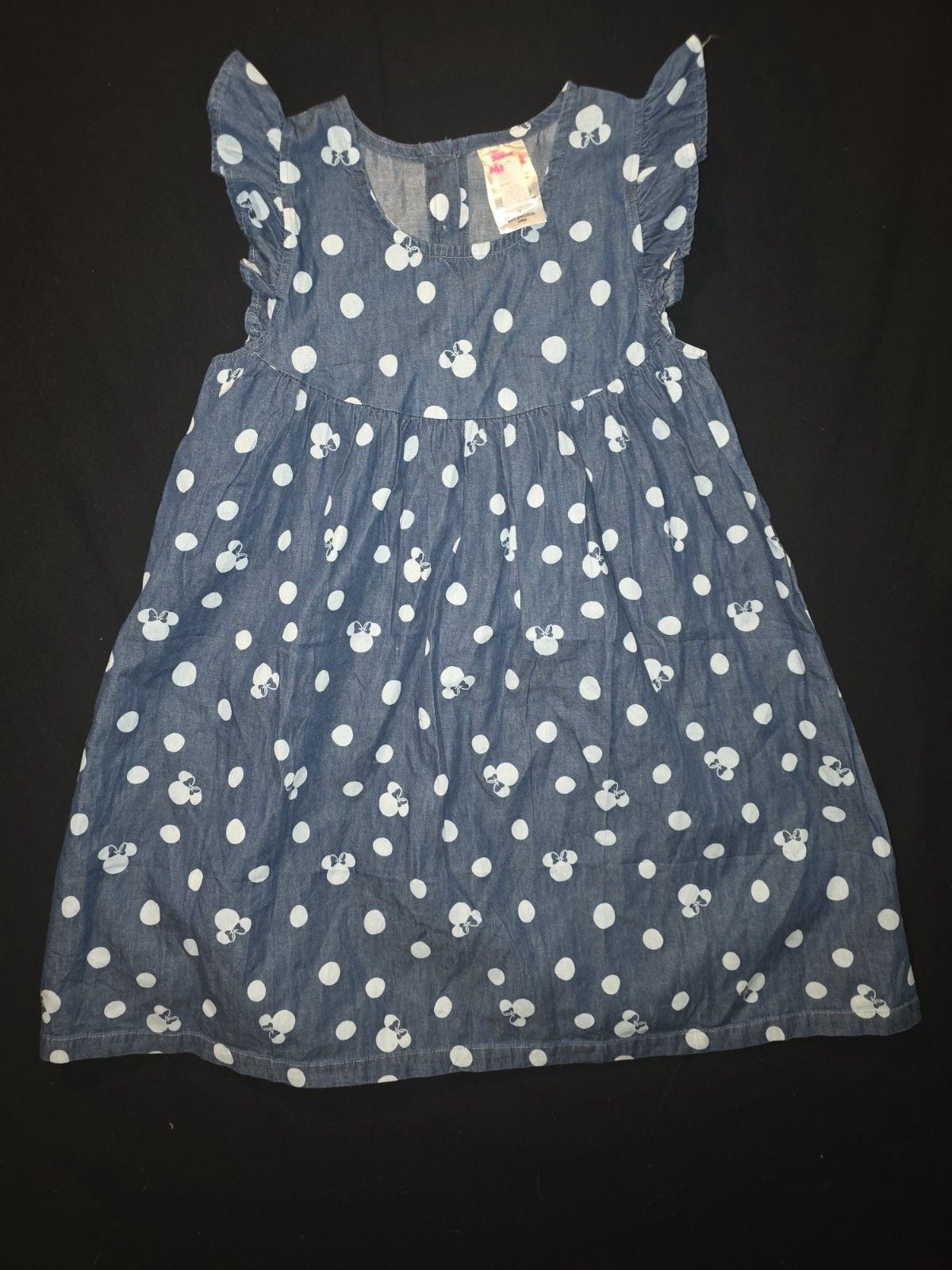 Disney Minnie Mouse Big Girl Skater Dress Blue Polka Dots Size 7/8 1