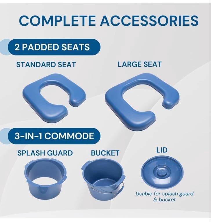 Bedside Commode Chair Portable Potty Toilet Riser Padded Seat 4