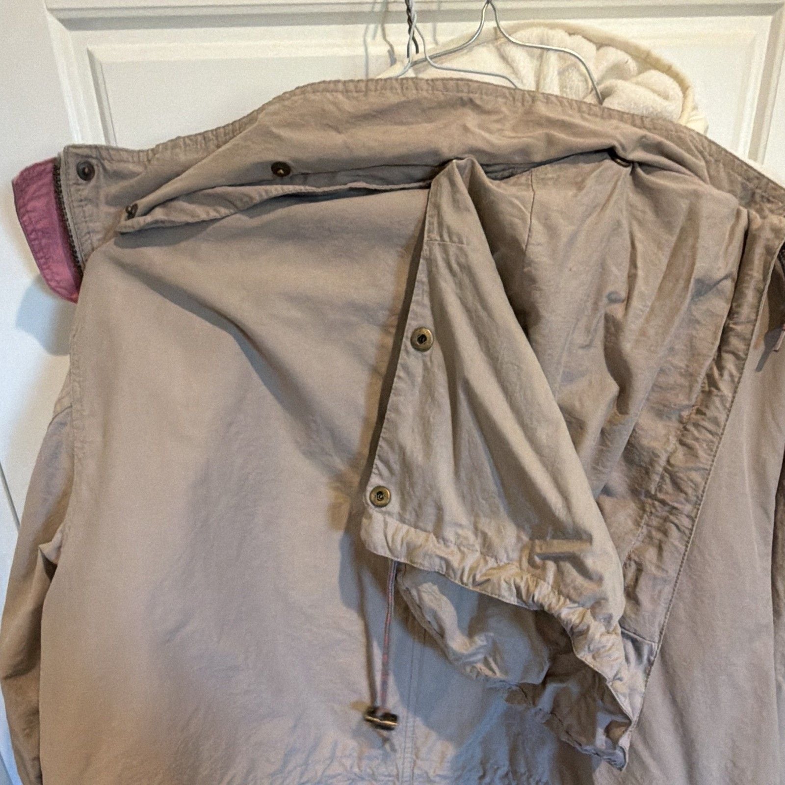 Northern Reflections Women’s Hooded Parka Jacket M Beige/Pink Plaid Mid-Length 6
