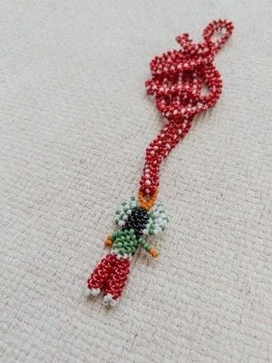 VTG Native Style Beaded Chief Necklace & Silver Tone Inlay Earring Lot 2pc 2