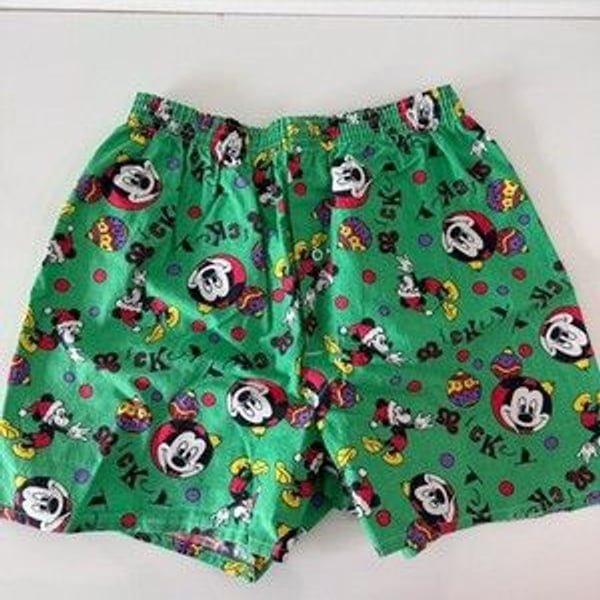 Vintage 90s Mickey Mouse Christmas Decor All Over Print Boxer Shorts Mens Size M