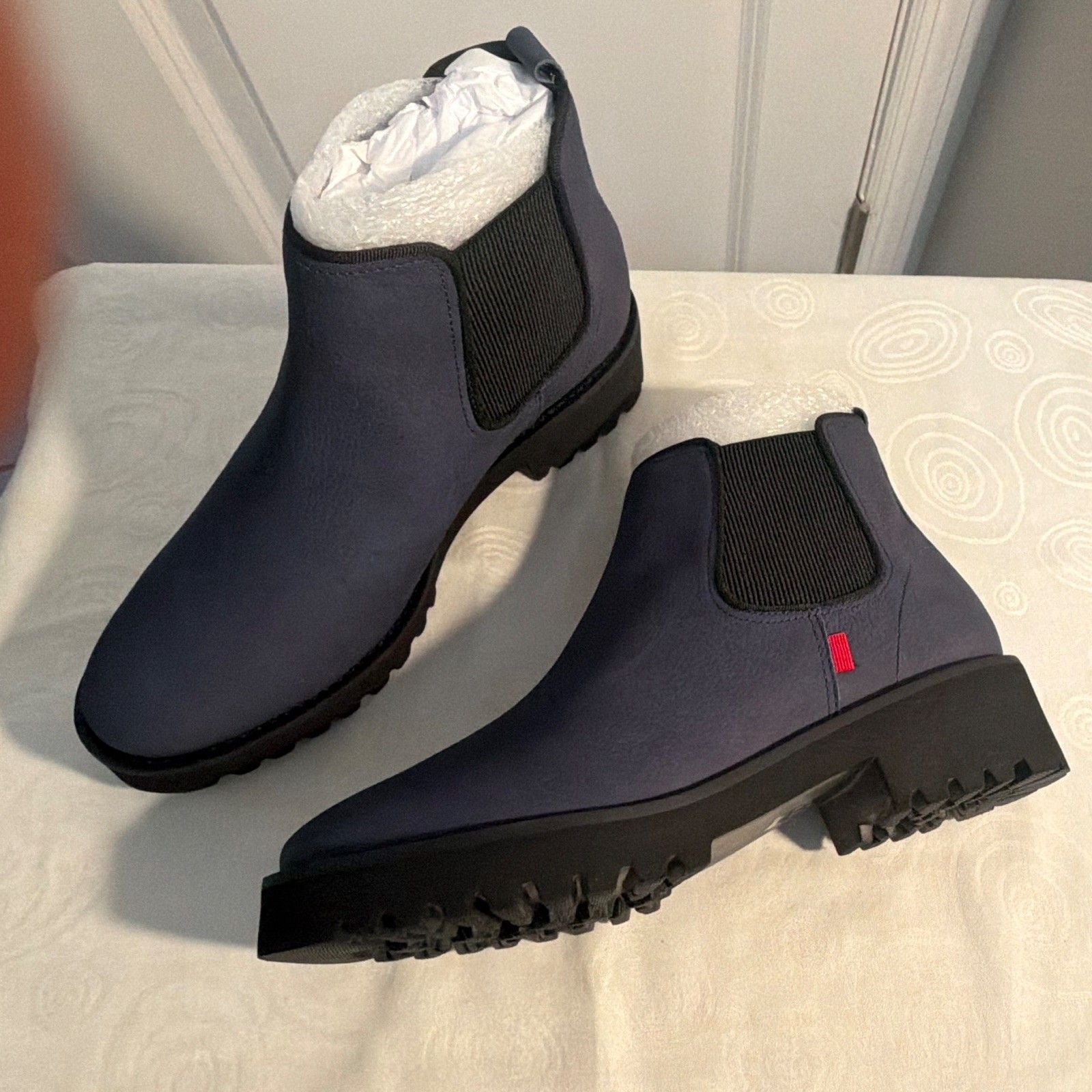 Marc Joseph New York Womens Chelsea Ankle Boots Slip-On Lug Sole Blue/Black 7 3