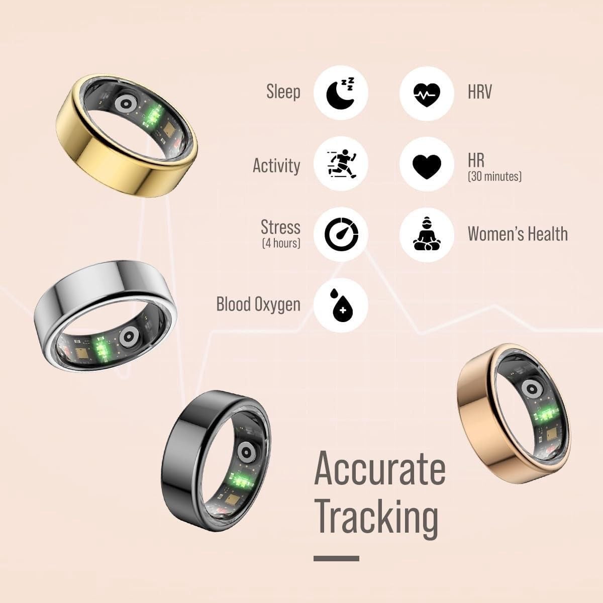 Herz P1 Smart Ring for Women & Men - Size 10 - New Open Box 6